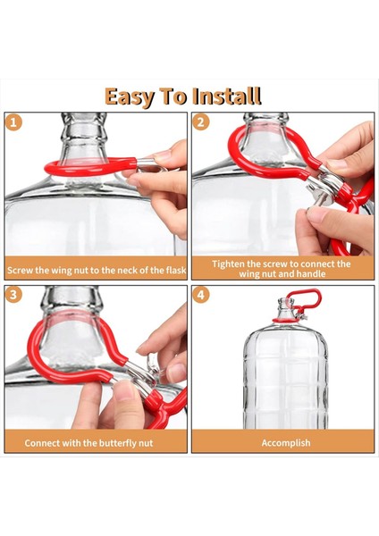 4pcs Carboy Sapı, Portatif Cam Carboy Sapı, Ayarlanabilir Ağır Hizmet Tipi Karboy Sahibi, Temel Şarap Fermantör Kolu (Yurt Dışından) fırsatları