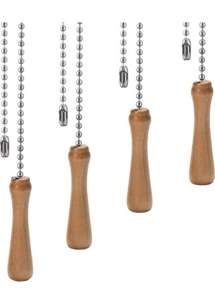 4pcs Tavan Fanı Çekme Zinciri Ahşap Çekme Zinciri Uzantı Tavan Işık Lambası Fan Zinciri Genişletici Dekoratif (Yurt Dışından)