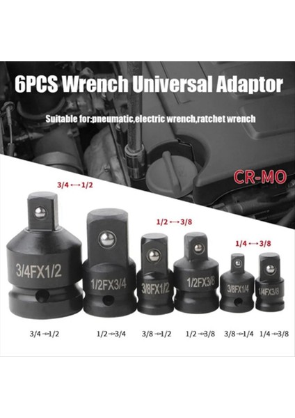 6pcs Adaptör Pnömatik Kılıf Kafası 1/2 Ila 3/4 Mavi Plastik Kutu Otomobil Torku Mekanik Donanım Ürünleri (Yurt Dışından) fiyatları