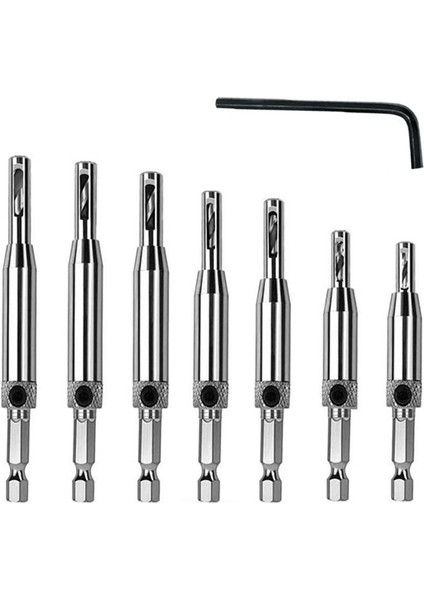 Menteşe Bit Set Ahşap Kapılar ve Pencereler Menteşe Deliği Açıcı Konumlandırma Sondaj Seti Altıgen Sap Biti (Yurt Dışından)