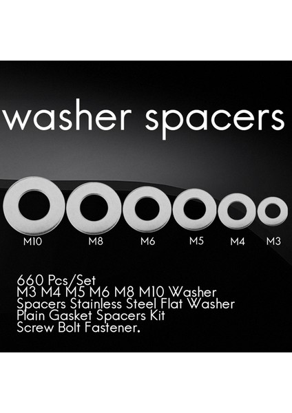 660 Pcs/set M3 M4 M5 M6 M8 M10 Yıkama Aralıkları Pasanın Çelik Dava Yıkama Düz Contası Aracıları Kit Vidalı Cıvata Düzelten (Yurt Dışından) fiyatları