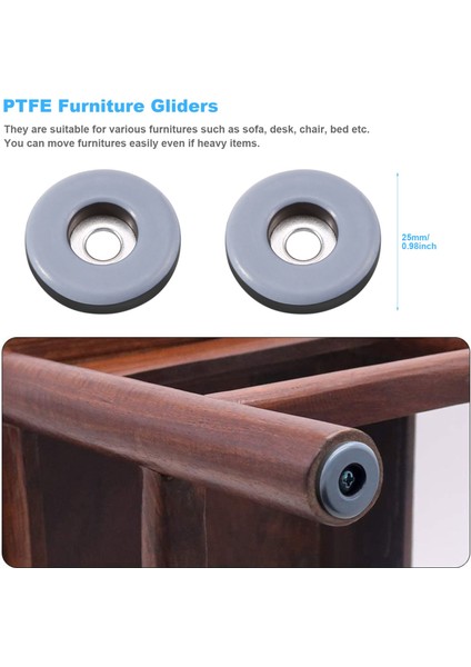 48PCS Mobilya Planörleri Ptfe Kiremitli Parke Zeminler Için Vidalı Zemin Koruyucusu ile Kolay Hareket Eden Kaydırıcılar (25MM Yuvarlak) (Yurt Dışından) fırsatları