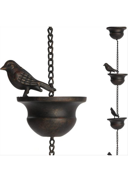 Yağmur Zincirleri Oluklar Için Mobil Kuşlar Bardaklarda Yağmur Çanları 8ft Yağmur Taşlı Askı ve Kuşlar ile 2 Pcs (Yurt Dışından)