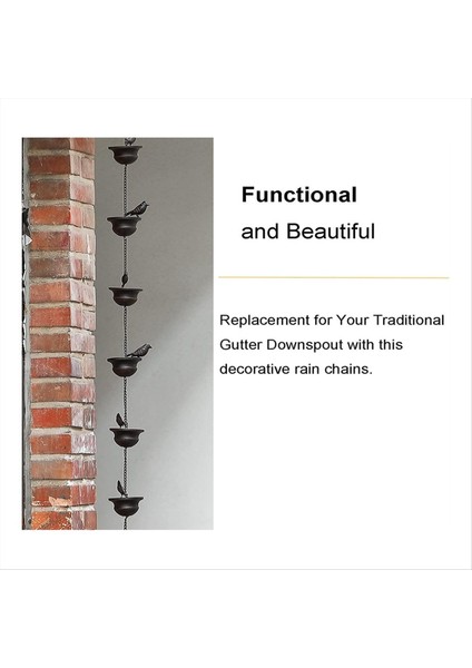 Yağmur Zincirleri Oluklar Için Mobil Kuşlar Bardaklarda Yağmur Çanları 8ft Yağmur Taşlı Askı ve Kuşlar ile 2 Pcs (Yurt Dışından) fiyatları