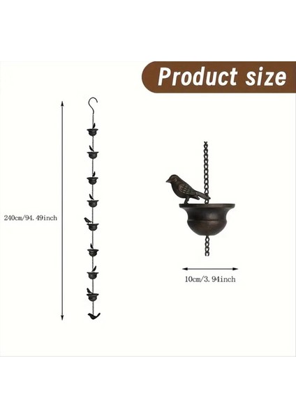 Yağmur Zincirleri Oluklar Için Mobil Kuşlar Bardaklarda Yağmur Çanları 8ft Yağmur Taşlı Askı ve Kuşlar ile 2 Pcs (Yurt Dışından) fırsatları