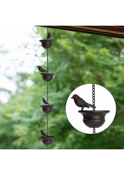Yağmur Zincirleri Oluklar Için Mobil Kuşlar Bardaklarda Yağmur Çanları 8ft Yağmur Taşlı Askı ve Kuşlar ile 2 Pcs (Yurt Dışından) indirimleri