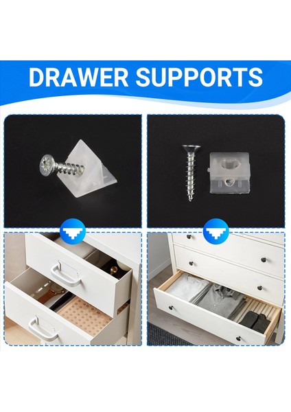 50 Adet Çekmece Destekleri, Beyaz Plastik Çekmece Dip Sarkma Onarım Sabitleme Mobilya Için Vidalar ile Tamir Takma (Yurt Dışından) indirimleri
