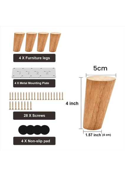 Ahşap 4 Inç Konik Mobilya Bacakları 4 Yuvarlak Katı Bitmemiş Orta Yüzyıl Ortası Kanepe Ayakları, Kanepe Için Yedek Bacaklar (Yurt Dışından) modelleri