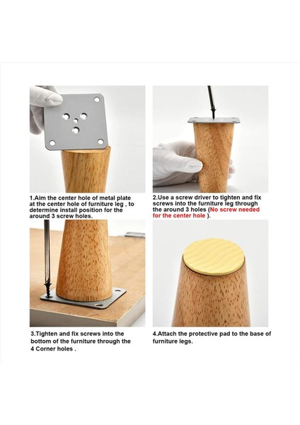 Ahşap 4 Inç Konik Mobilya Bacakları 4 Yuvarlak Katı Bitmemiş Orta Yüzyıl Ortası Kanepe Ayakları, Kanepe Için Yedek Bacaklar (Yurt Dışından) fırsatları