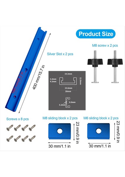 Alüminyum Alaşımından Yapılmış 2t-Kılavuz Ray Kelepçesi Rayları, 400 mm T Slot Pisti Mitrerail Seti, M8/m6 Kaydırıcısı Olan Oluk Slibrail (Yurt Dışından) fiyatları