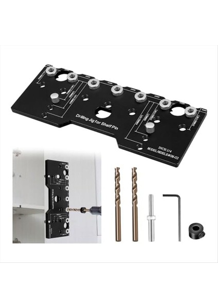 Raf Pimi Jig 1/4 Inç Alüminyum Alaşım Raf Pim Kılavuzu Hassas Kabine Montaj Şablonu Jig Raf Pimi Delme Şablonu (Yurt Dışından)