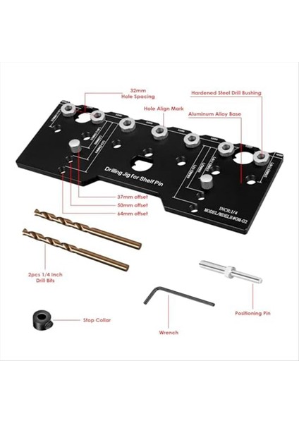 Raf Pimi Jig 1/4 Inç Alüminyum Alaşım Raf Pim Kılavuzu Hassas Kabine Montaj Şablonu Jig Raf Pimi Delme Şablonu (Yurt Dışından) fiyatları