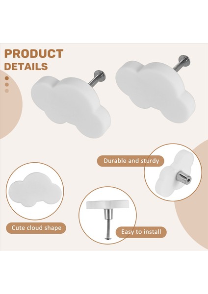 Çocuk Odası Için Düğmeler, 14 Mobilya Düğmesi Paketi, Çekmece Tutamakları, Dekoratif Çizgi Film Bulut Şekli Çekmece Düğmeleri (Yurt Dışından) indirimleri