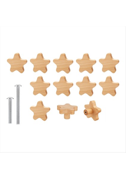 Boho Dresser Knobs-12 Pack Dayanıklı Ahşap Çekmece Knobs Yıldız Şeklinde Ahşap Dresser Dolap, Mobilya Için 24 Screws ile Çekiyor (Yurt Dışından)