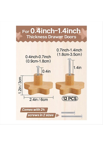 Boho Dresser Knobs-12 Pack Dayanıklı Ahşap Çekmece Knobs Yıldız Şeklinde Ahşap Dresser Dolap, Mobilya Için 24 Screws ile Çekiyor (Yurt Dışından) fırsatları