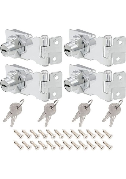 4 Adet Anahtarlı Hasp Kilitleri 2.5 Inç Bükülme Düğmesi Anahtar Kilitli Hasp, Metal Güvenliği Hasp Mandalları Anahtarlı Farklı (Yurt Dışından)