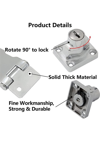 4 Adet Anahtarlı Hasp Kilitleri 2.5 Inç Bükülme Düğmesi Anahtar Kilitli Hasp, Metal Güvenliği Hasp Mandalları Anahtarlı Farklı (Yurt Dışından) fırsatları