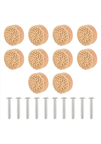 10PCS Boho Rattan Dresser Düğmeleri, Yuvarlak Ahşap Çekmece Düğmeleri Boho Mobilya Dekoratifi Için Çeker, (10 Düğme ve 10 Vida) (Yurt Dışından) fiyatları