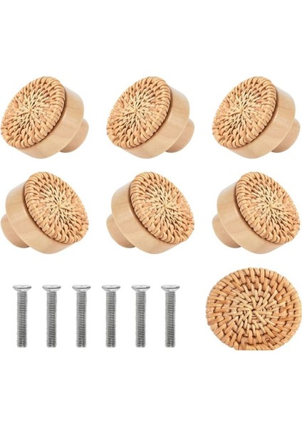 10PCS Ahşap Kulplar Kayın Rattan Çekme Knobs Mobilya Tutamak Mutfak Dolap Kapı Soyu Dresser Çekiyor, 30MM (Yurt Dışından)
