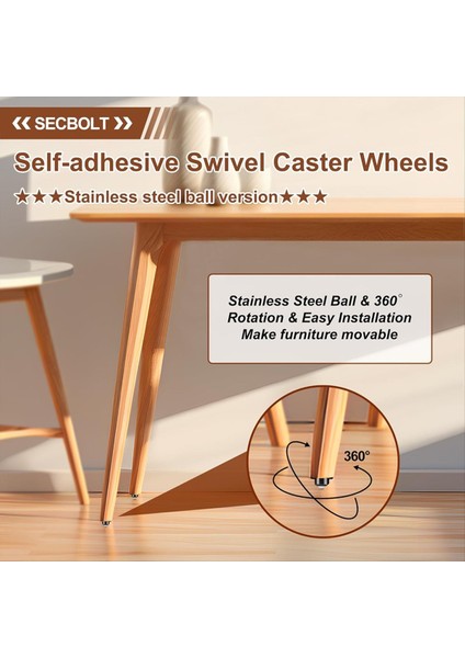 Güncellenmiş Kendi Kendinden Yapışkan Tekerlekler 4 Paket, 201 Paslanmaz Çelik Çubuk Tekerlekler (Yurt Dışından) fırsatları