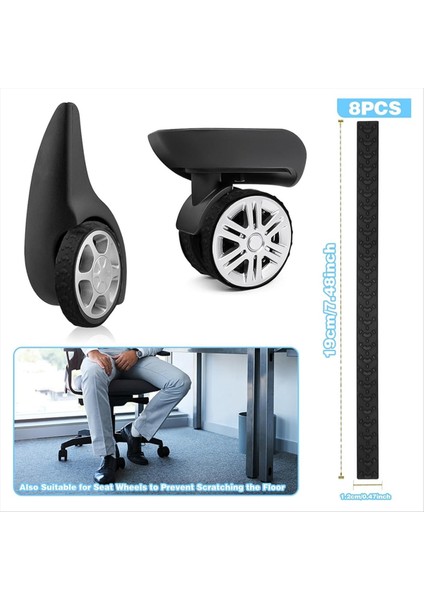 8 Adet Bagaj Tekerlek Kapakları, Silikon Bagaj Kapağı Koruyucusu Bavul Tekerlek Kapakları, Sessiz Koruma Bagaj Bölmesi (Yurt Dışından) modelleri