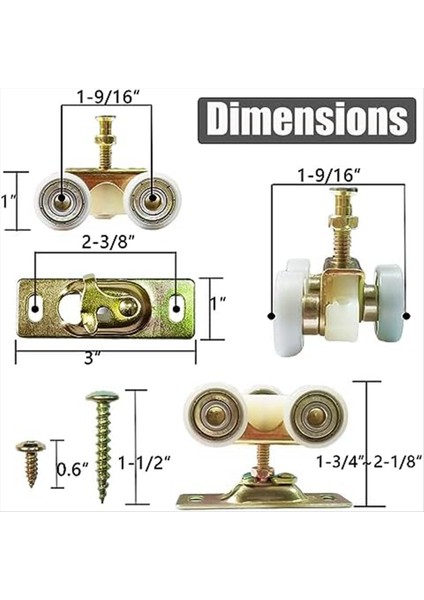 2 Paket Sürgülü Cep Kapısı Donanım Üst Askı Silindirler Tekerlekler Montajı Johnson Parça 1125 &amp; 1500 Donanım Kiti (Yurt Dışından) fırsatları