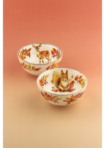 Fall'24 Retro Iki Adet Porselen Kase