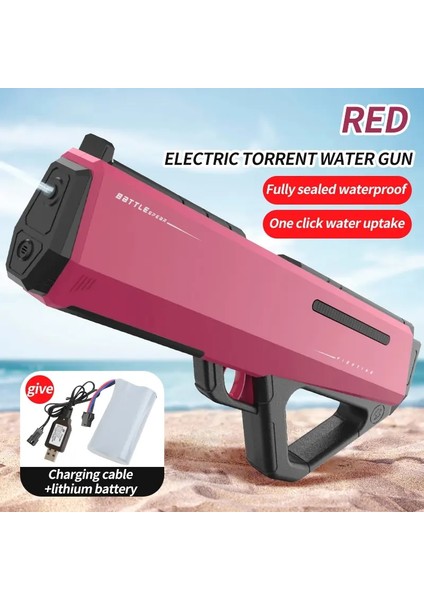Tamamen Otomatik Su Çizgisi Elektrikli Su Tabancası Püskürten Çocuklar Için Açık Hava Oyuncakları Sürekli Ateş Su Tabancası Havuzu Toycolor: Kırmızı (Yurt Dışından)