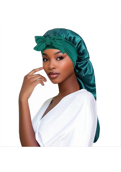 Kadınlar Bonnet Uyku Şapkası Uzun Kuyruk Örgü Saç Gece Uyku Kapağı Baş Duş Başlıkları Sauna Banyo Bonnet Tavus Kuşu Mavisi (Yurt Dışından) modelleri