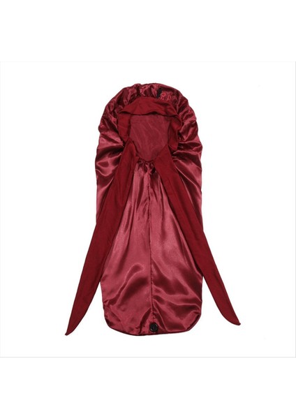 Kadınlar Bonnet Uyku Şapkası Uzun Kuyruk Örgü Saç Gece Uyku Kapağı Baş Duş Başlıkları Sauna Banyo Kaputu Şarap Kırmızı (Yurt Dışından)