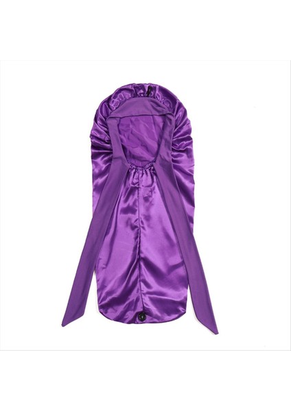 Kadınlar Bonnet Uyku Şapkası Uzun Kuyruk Örgü Saç Gece Uyku Kapağı Baş Duş Kapakları Sauna Banyo Kaputu Derin Mor (Yurt Dışından)