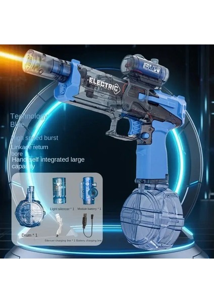 Uzun Menzilli Elektrik Su Tabancası Hafif 500ML Yüksek Basınçlı Güçlü Şarj Enerji Su Otomatik Su Spreyi Çocuk Toycolor: Mavi (Yurt Dışından)