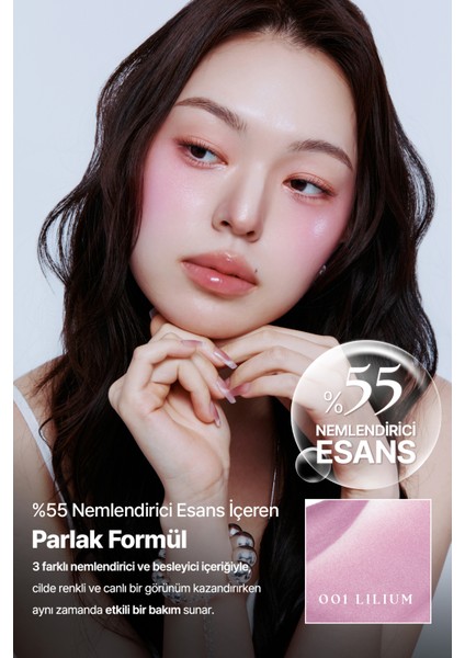 Hafif Yapılı, Ciltle Bütünleşen Parlak Bitişli Likit Allık Muzıgae Mansıon Objet Blush (001 Lilium)