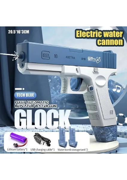 Glock Su Tabancası Taşınabilir Su Tabancası Otomatik Su Püskürtme Tabancası Oyuncakları Elektrikli Patlama Su Tabancası Çocuklar Açık Su Dövüş Oyuncakları Renk: Sq1 (Yurt Dışından)