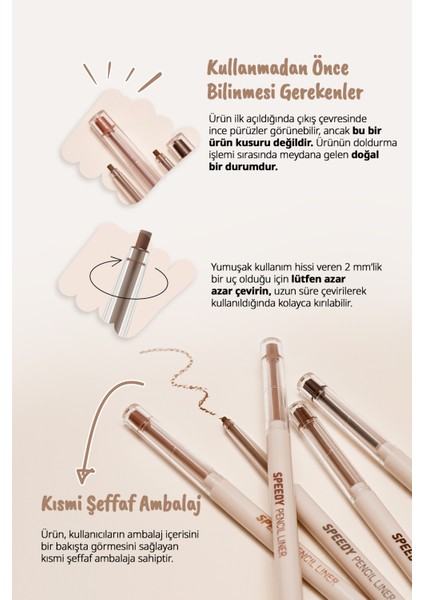Suya Dayanıklı, Kolay Kullanım Sunan Göz Kalemi Perıpera Speedy Pencil Liner (7 Under Taro)