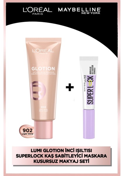 Glotion All-In-One Doğal Işıltı 902 & Super Lock Kaş Sabitleyici Makyaj Ikilisi