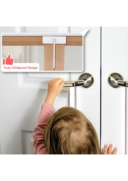 2pcs Metal Bifold Kapı Kilidi - Çift Kapı Çocuk Güvenliği Kilitleri Toddler, Cats &amp; Dogs&#39;u Dolaplardan, Dolaplardan Koru (Yurt Dışından) fırsatları