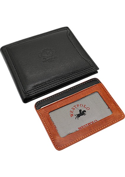 Hakiki Deri Kağıt Para ve Bol Kart Bölmeli ve Ekstra Kartlıklı Erkek Cüzdanı - Siyah-Taba fırsatları
