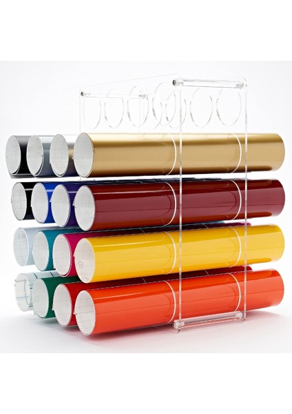 Santkuee 20 Delik Yüksek Kapasiteli Vinil Makara Rafı Çıkarılabilir Kağıt Depolama Rafı Katı Akrilik Vinil Depolama Rafı (Şeffaf) (Yurt Dışından) fiyatları