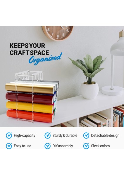 Santkuee 20 Delik Yüksek Kapasiteli Vinil Makara Rafı Çıkarılabilir Kağıt Depolama Rafı Katı Akrilik Vinil Depolama Rafı (Şeffaf) (Yurt Dışından) indirimleri