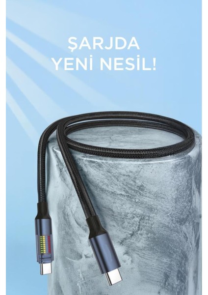 U21 Type-C To Type-C 60W Hızlı Şarj Kablosu – LED Ekranlı, Dayanıklı Örgü Kablo fiyatları