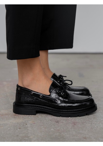 Suvon Siyah Kroko Hakiki Deri Kadın Makosen modelleri