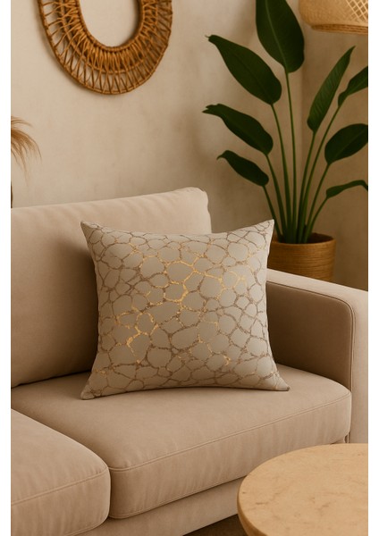 Varaklı Krem Kırlent Kılıfı Dekoratif Bohem Soft Koltuk Sırt Yastık Hediyelik Yılbaşı 45X45 fiyatları