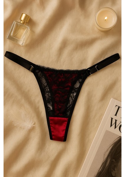 Kırmızı Siyah Dantelli Saten Sütyen Külot Takımı modelleri