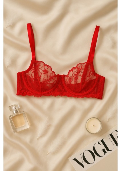 Kırmızı Dantelli Şeffaf Sütyen Külot Takımı fiyatları