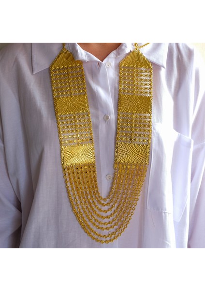 altın kaplama 8 sıralı urfa akıtma kolye kly-657