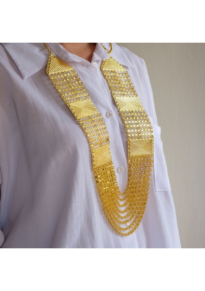 altın kaplama 8 sıralı urfa akıtma kolye kly-657 fiyatları