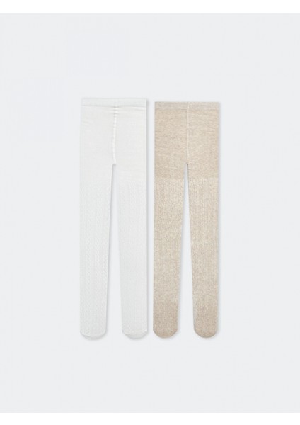 Lcw Baby Bej Basic Kız Bebek Külotlu Çorap 2'li