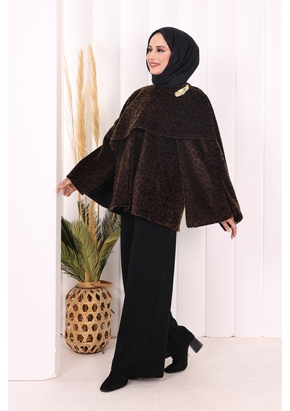 Atkı Detay Leoparlı Panço 70061-1 Kahverengi fiyatları