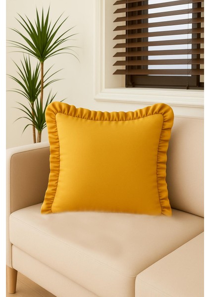 Fırfırlı Sarı Kırlent Kılıfı Dekoratif Bohem Soft Koltuk Sırt Yastık Hediyelik Yılbaşı 45X45 fiyatları